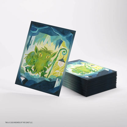 MTG Lorwyn Eclipsed Premium Art Sleeves - Mutable Explorer sleeve and stack of sleeves