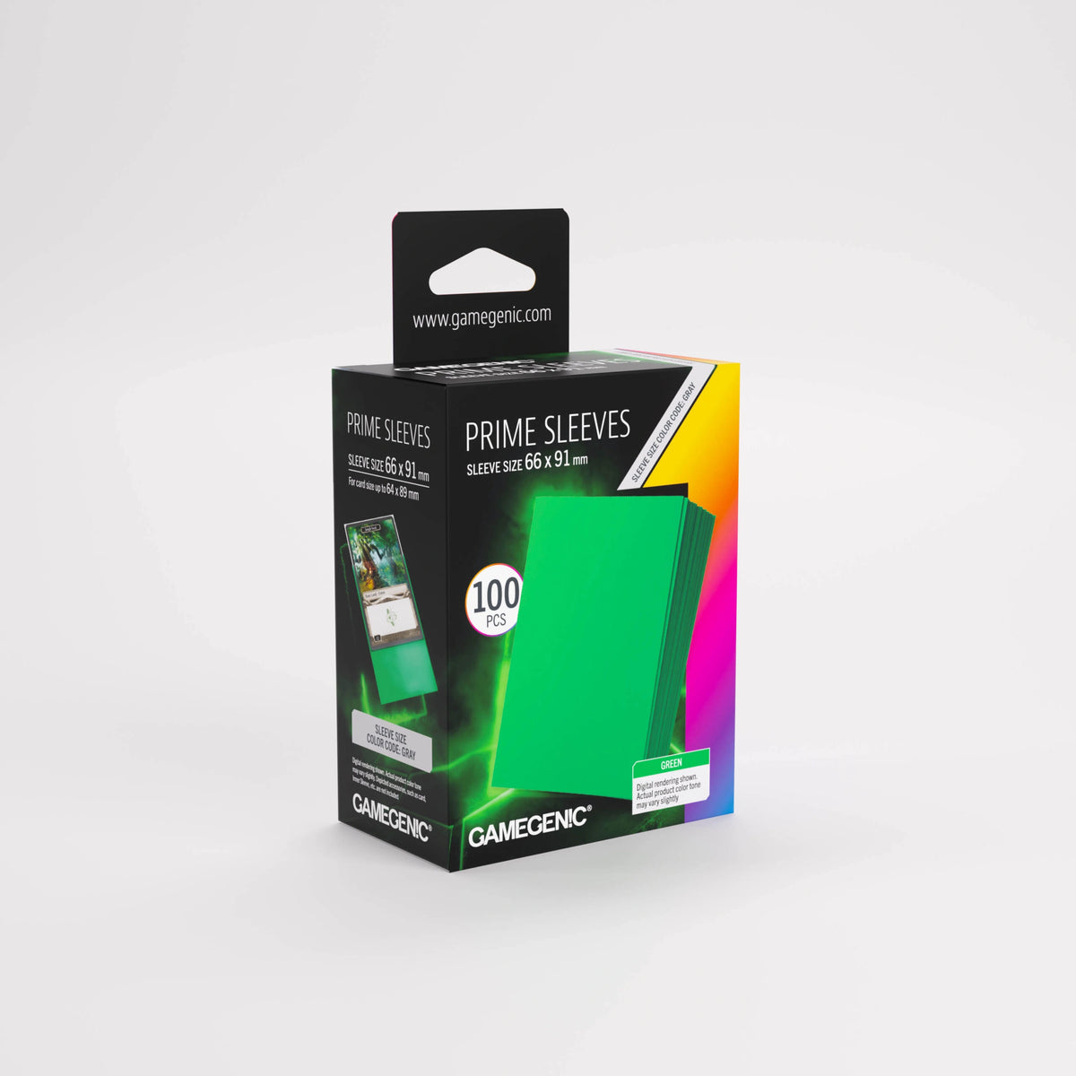 Gamegenic Prime Green Card Sleeves 100 sleeve pack with clear fronts and matte backs