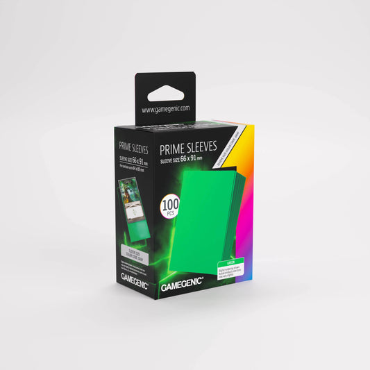 Gamegenic Prime Green Card Sleeves 100 sleeve pack with clear fronts and matte backs