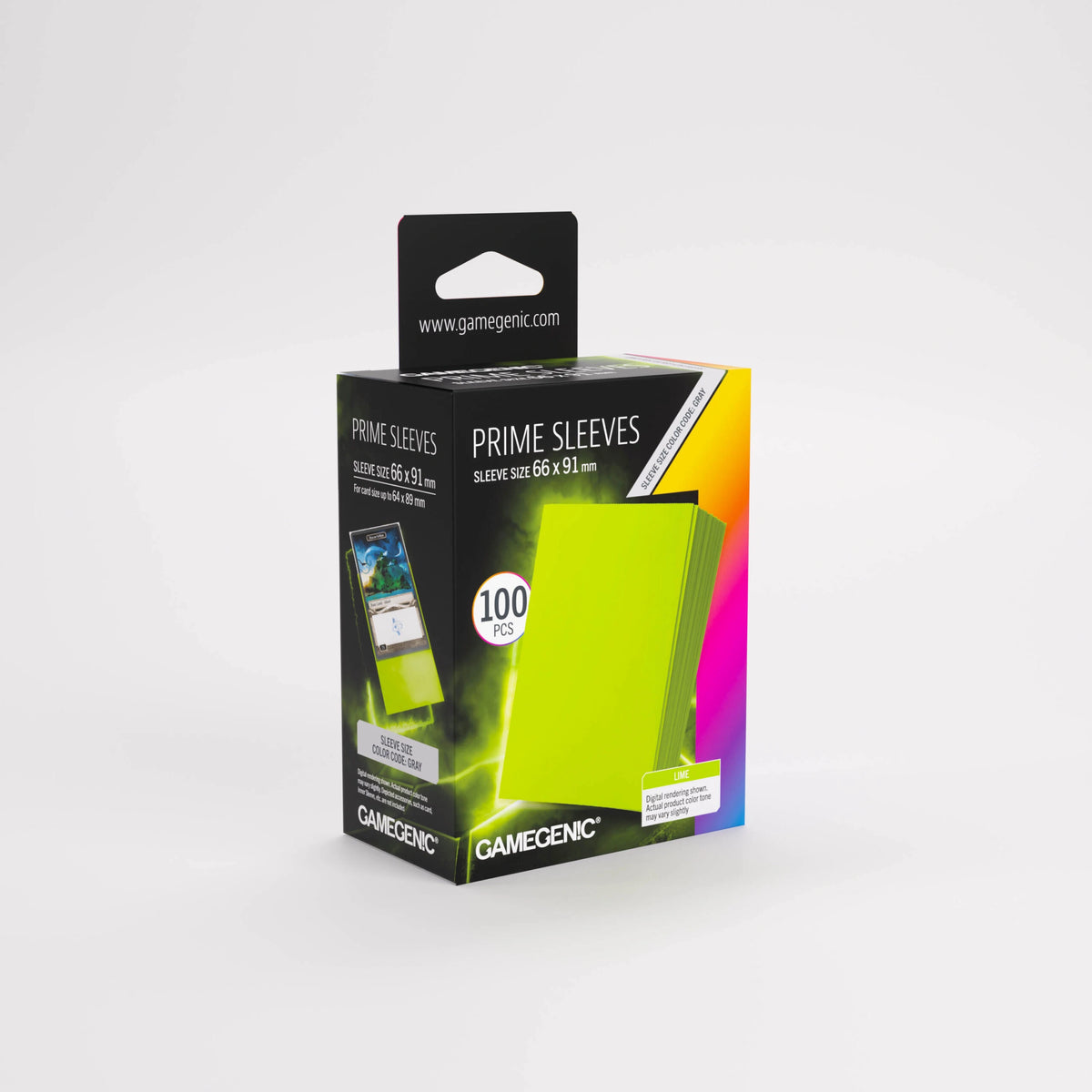 Gamegenic Prime Lime Card Sleeves 100 sleeve pack with clear fronts and matte backs