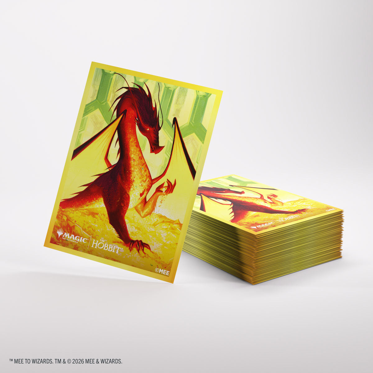 Smaug the Golden MTG The Hobbit Premium Art Sleeves - individual sleeve and stack