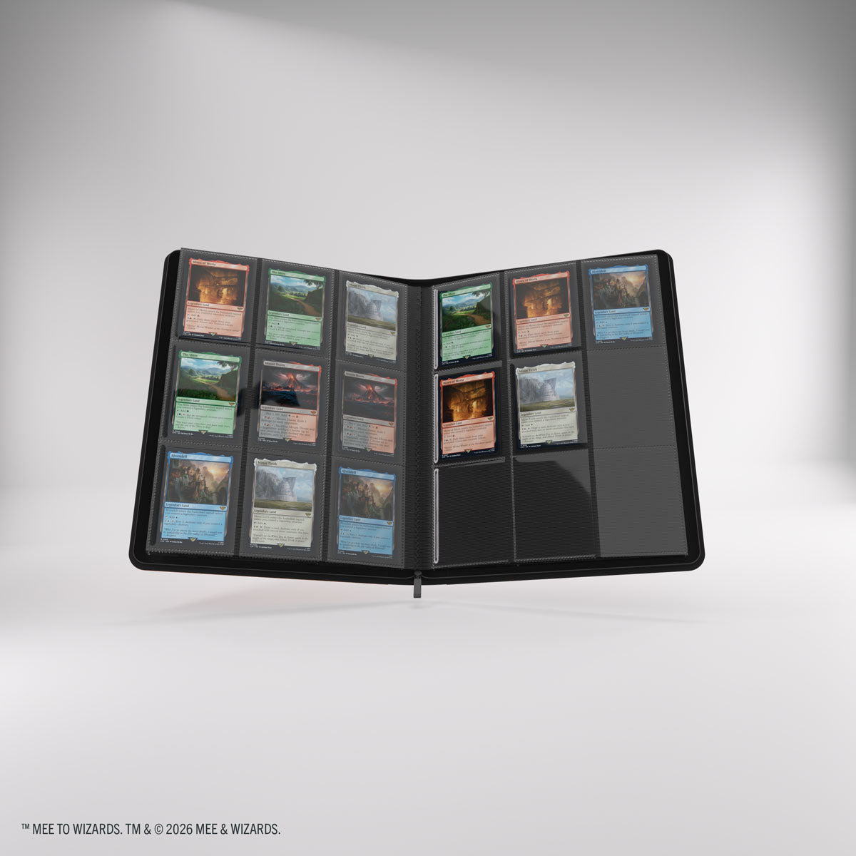 Gamegenic MTG The Hobbit Smaug's Mox Amber Zip-Up Album - open album with cards