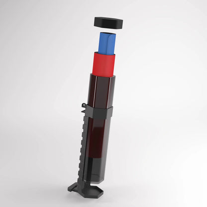 Black Tube Holder demonstrating two rolled playmats inside a tube
