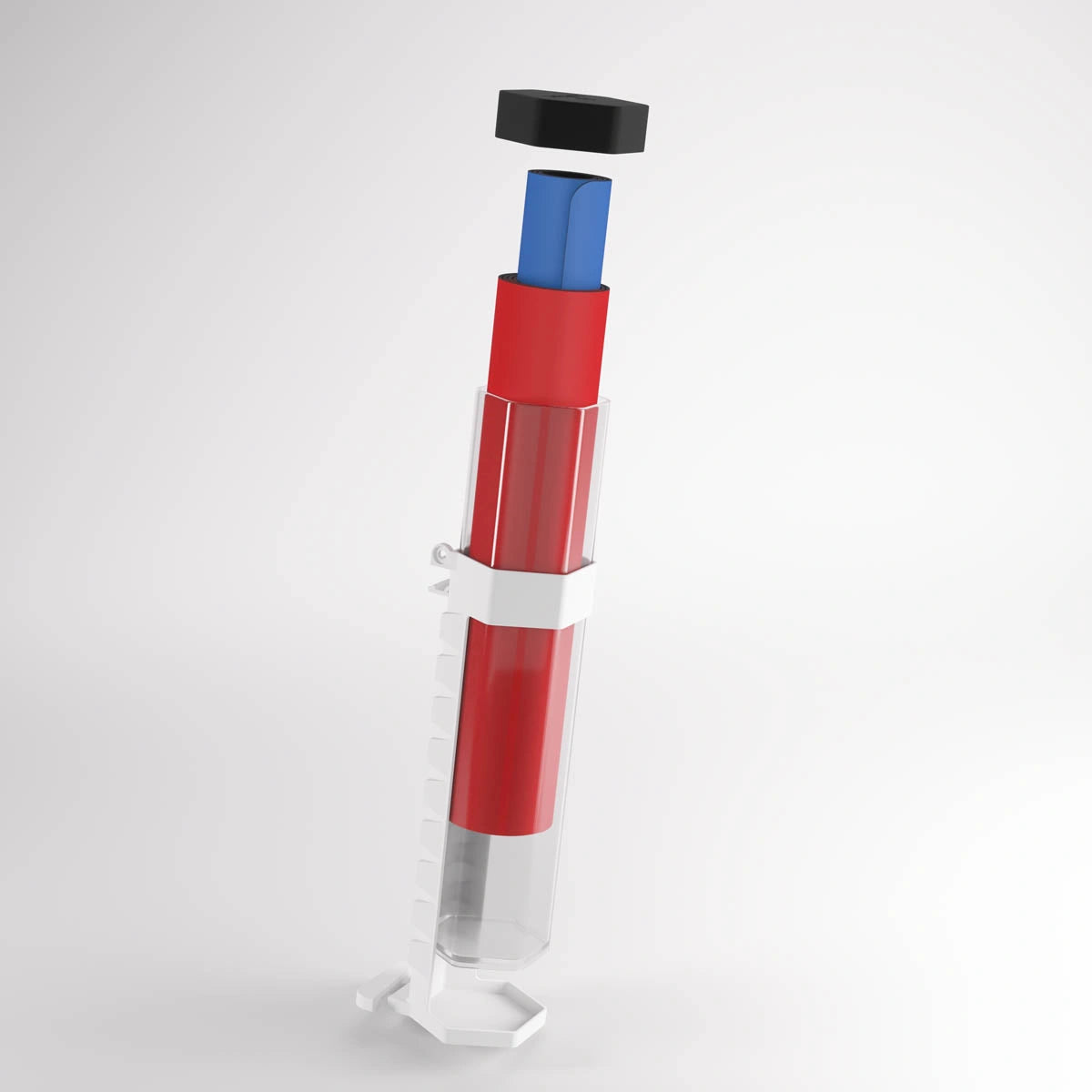 White Tube Holder demonstrating two rolled playmats inside a tube