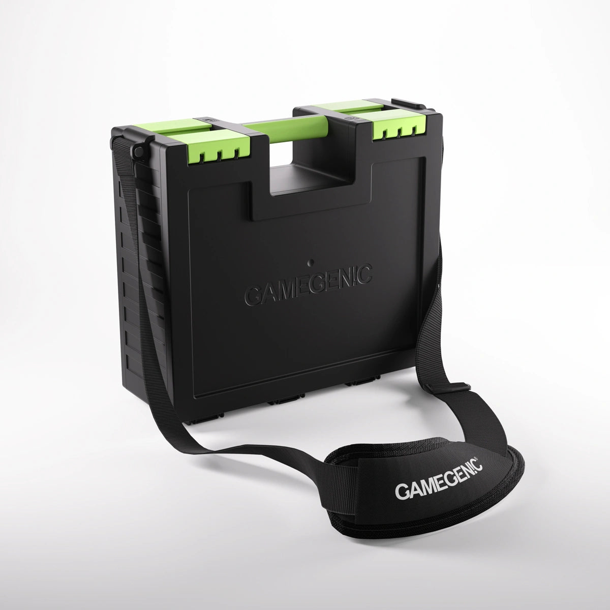 Portable tabletop gaming case with shoulder strap