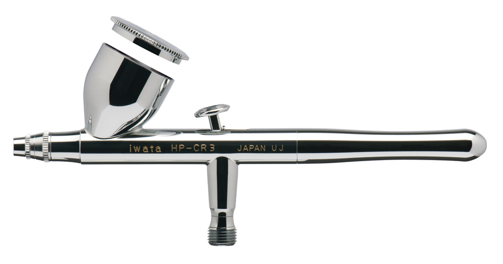 Iwata Revolution HP-CR3 airbrush side view with 7 ml cup