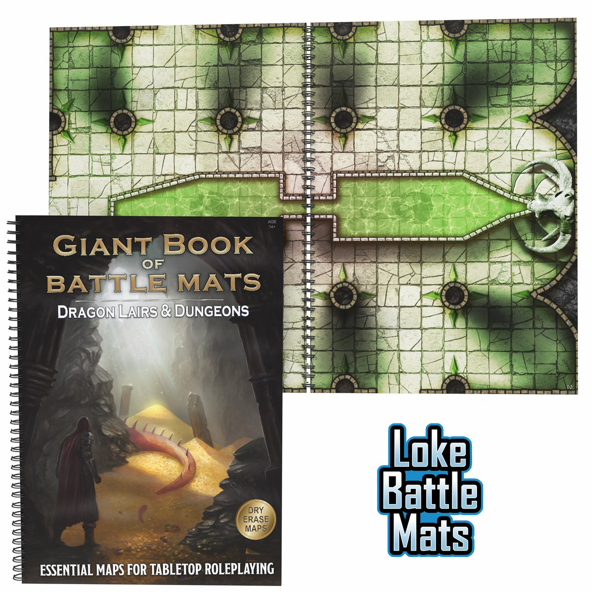Dragon Lairs & Dungeons cover and open battle map book