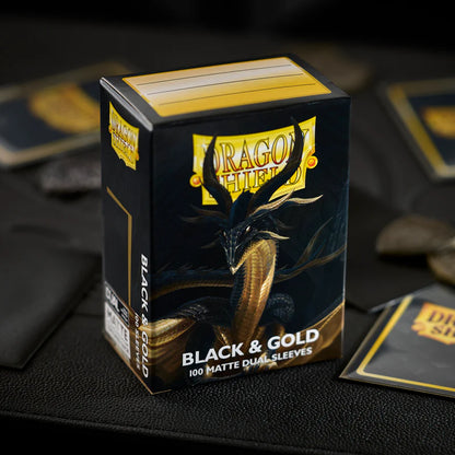 Dragon Shield Black & Gold Matte Dual Sleeves