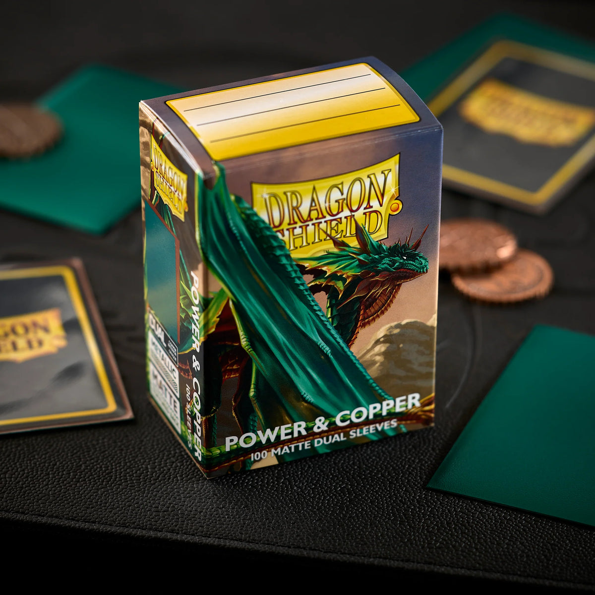 Dragon Shield Power and Copper Matte Dual card sleeves 100 pack product box