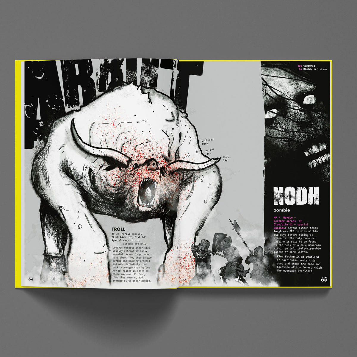 Mork Borg RPG troll zombie illustration