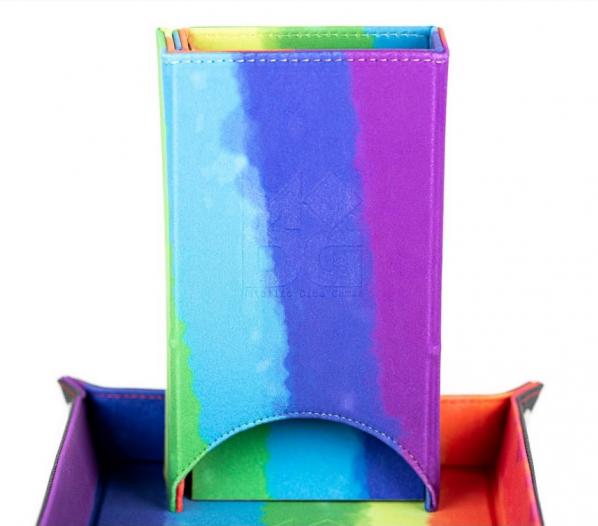 FanRoll Fold Up Velvet Dice Tower - Watercolor Rainbow