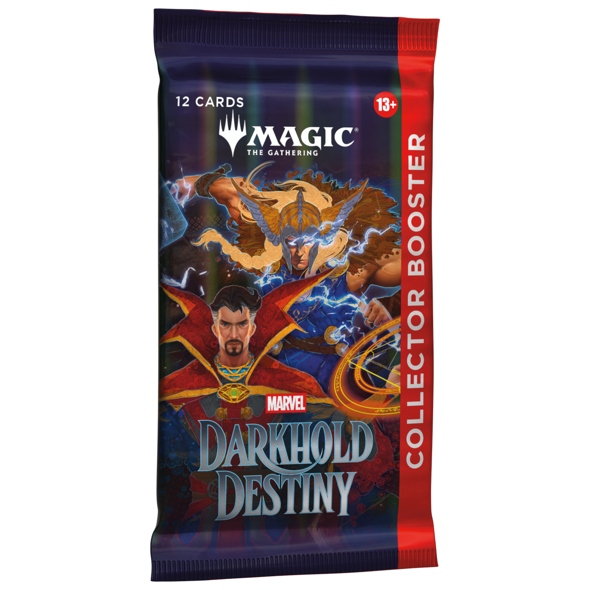 MTG Marvel Darkhold Destiny Collector Booster pack packaging with Marvel character artwork