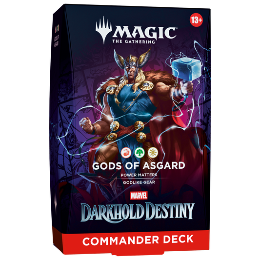 MTG Marvel Darkhold Destiny Gods of Asgard Commander Deck packaging with Thor