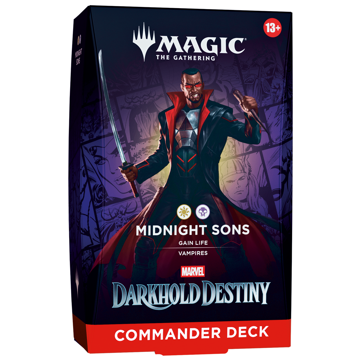 MTG Marvel Darkhold Destiny Midnight Sons Commander Deck packaging with Blade