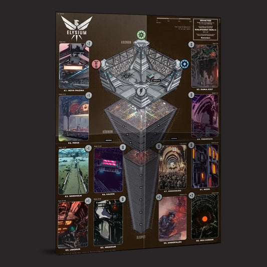 Mutant Year Zero RPG, Elysium Map front cover and product presentation