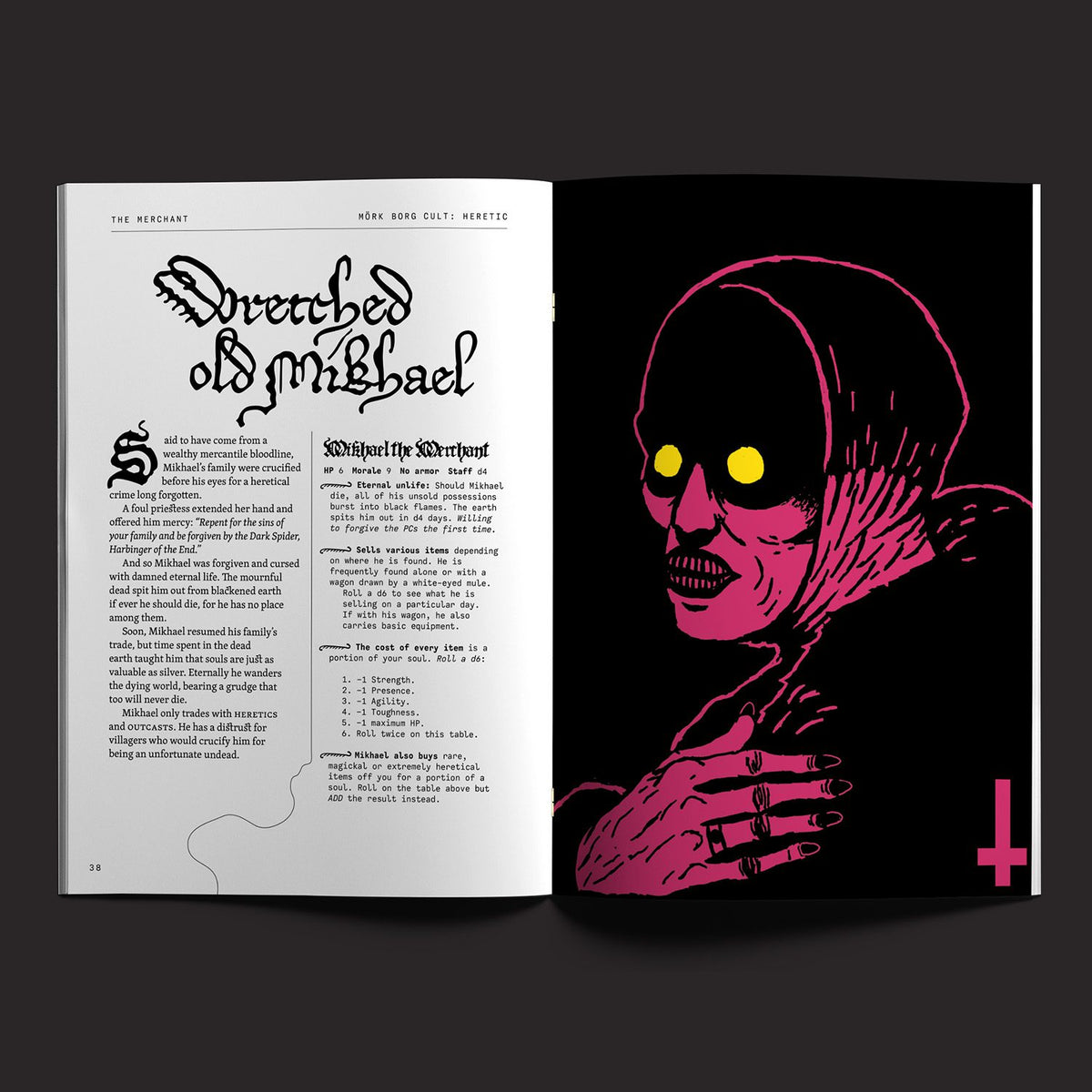 Mork Borg RPG, Cult Heretic interior artwork