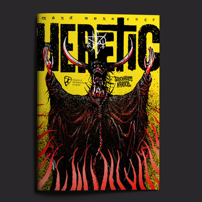 Mork Borg RPG, Cult Heretic front cover and product presentation