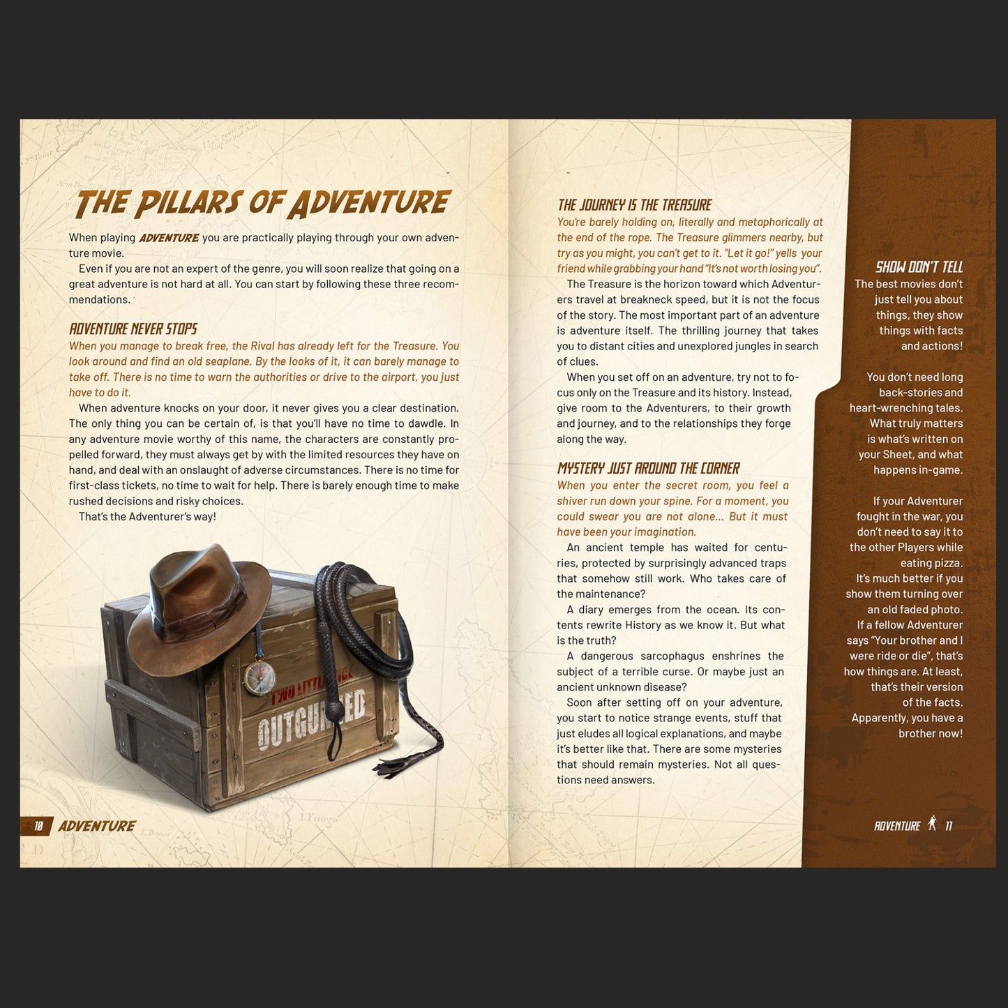 Outgunned Adventure Core Rulebook interior rules and artwork spread 01