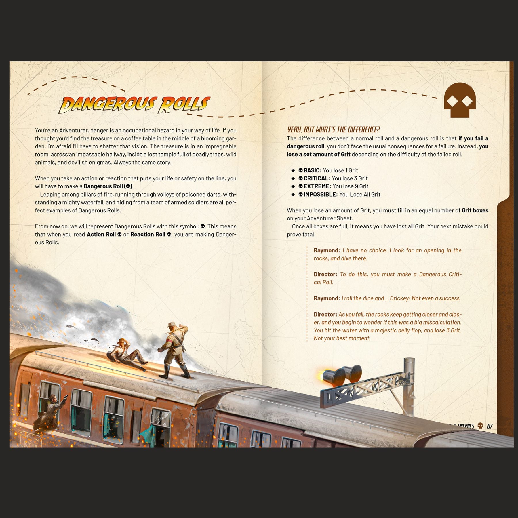 Outgunned Adventure Core Rulebook interior rules and artwork spread 04