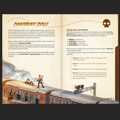 Outgunned Adventure Core Rulebook interior rules and artwork spread 04