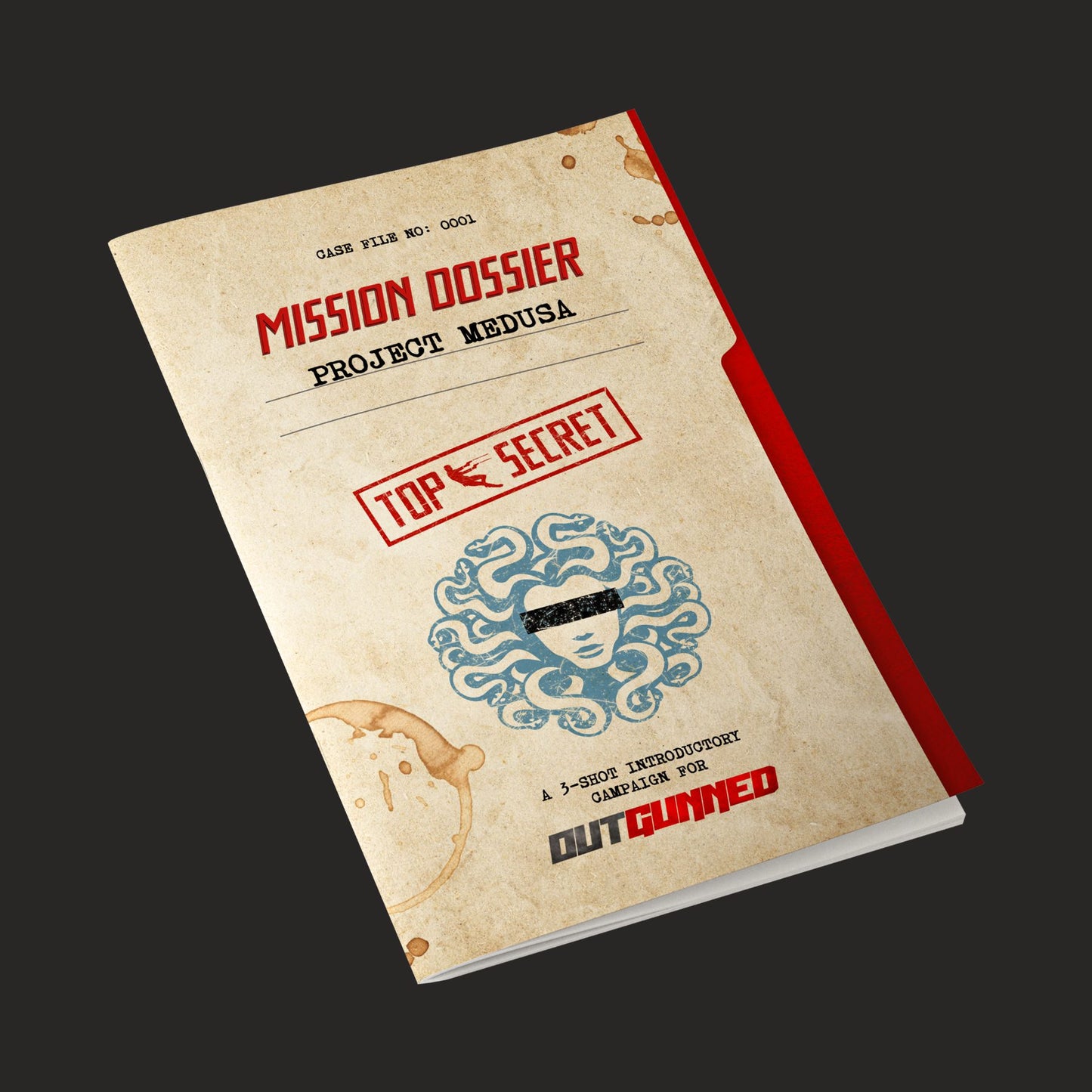 Outgunned Mission Dossier: Project Medusa front cover and product presentation