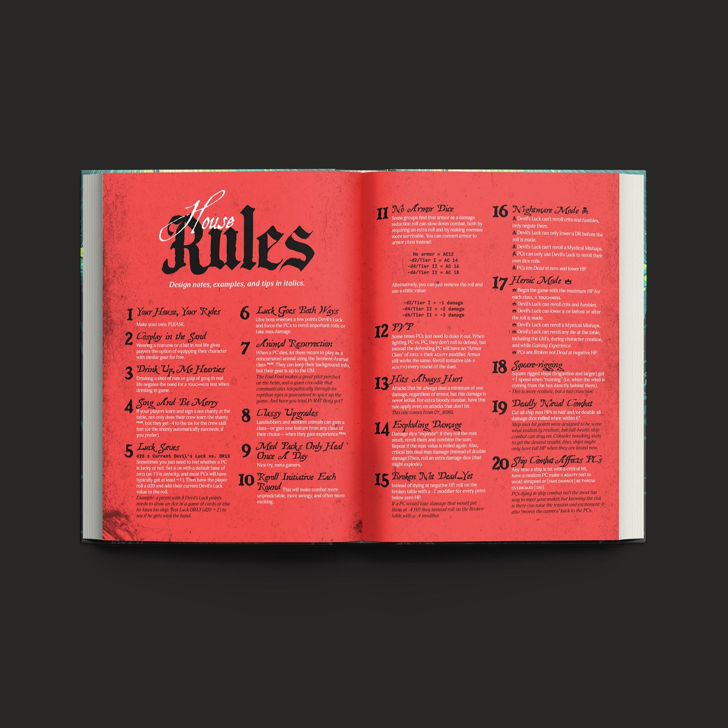 Pirate Borg Down Among the Dead interior rules and artwork spread 01