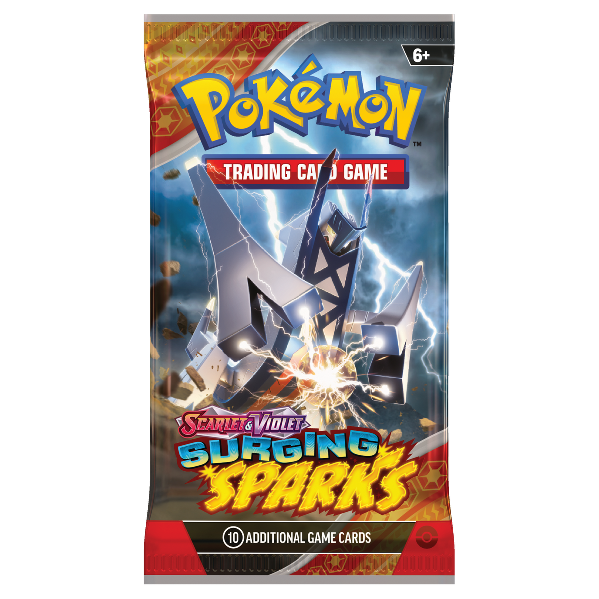 Pokémon TCG Surging Sparks booster box packaging artwork