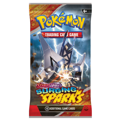 Pokémon TCG Surging Sparks booster box packaging artwork