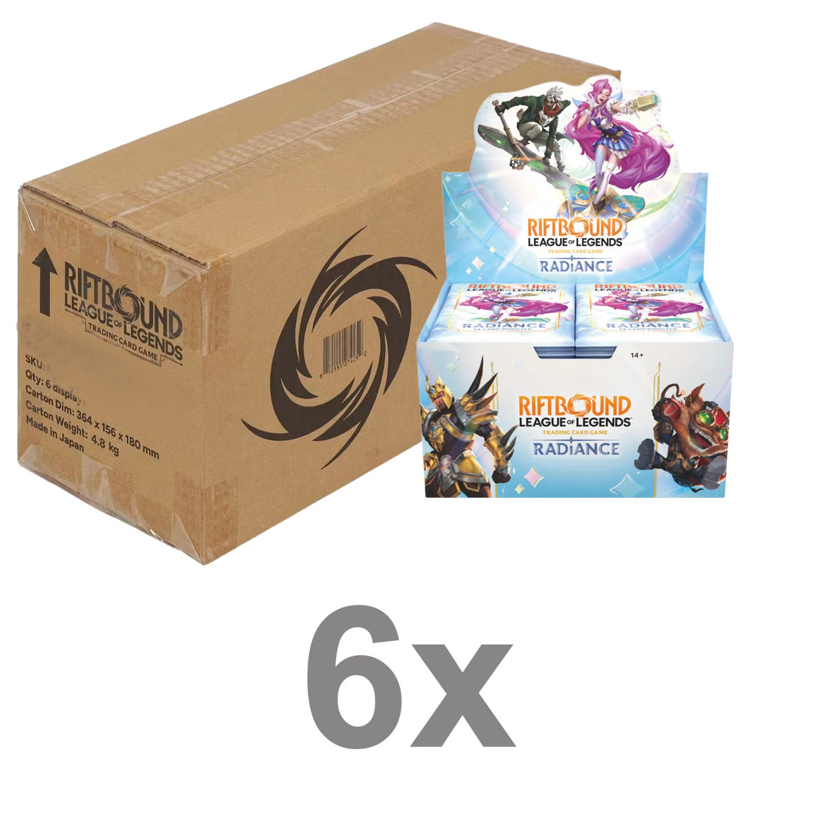 Riftbound Radiance sealed Booster Box Case containing six displays