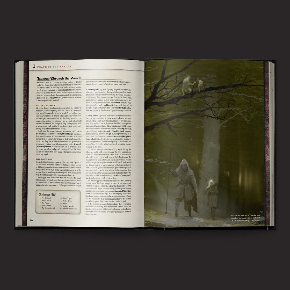 Ruins of Symbaroum 5E, The Throne of Thorns I interior rules and artwork spread 3
