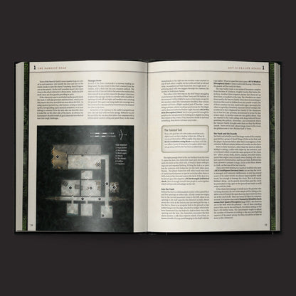 Ruins of Symbaroum 5E, The Throne of Thorns II interior rules and artwork spread 3