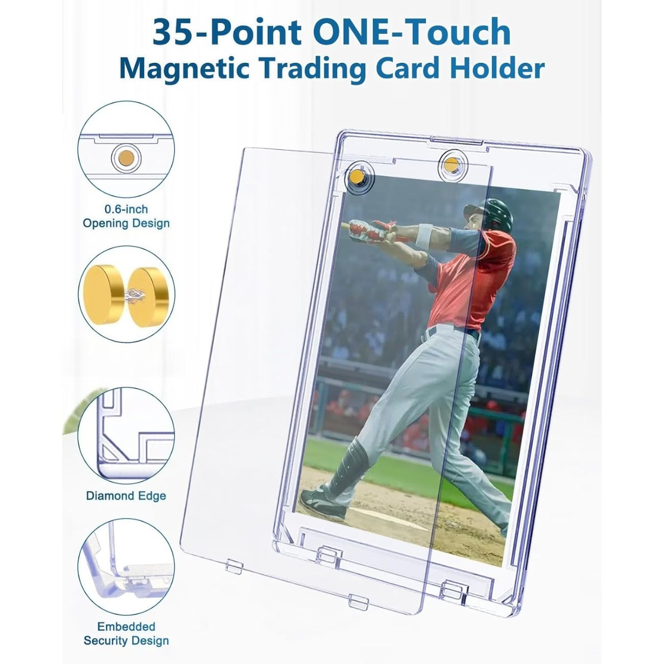 Slim one touch card holder for standard trading cards