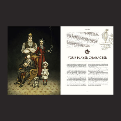 Vaesen Nordic Horror Roleplaying Core Rulebook interior rules and artwork spread 3