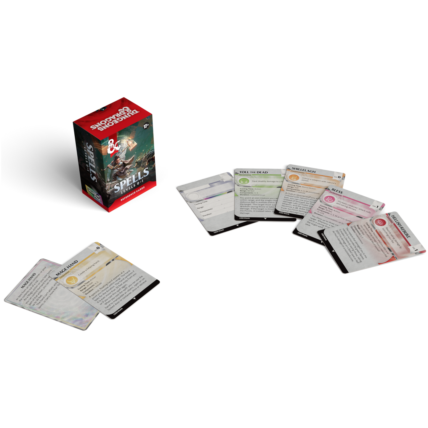 Dungeons and Dragons spell cards levels 0 to 1