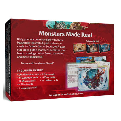 D&D monster reference cards for aberrations dragons giants oozes plants and undead