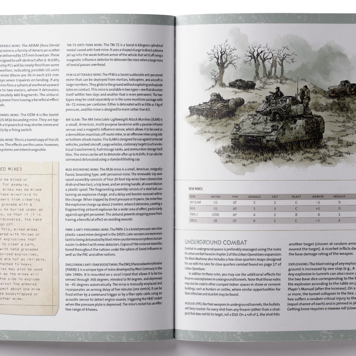 Twilight 2000 RPG, The Black Madonna interior rules and artwork spread 1