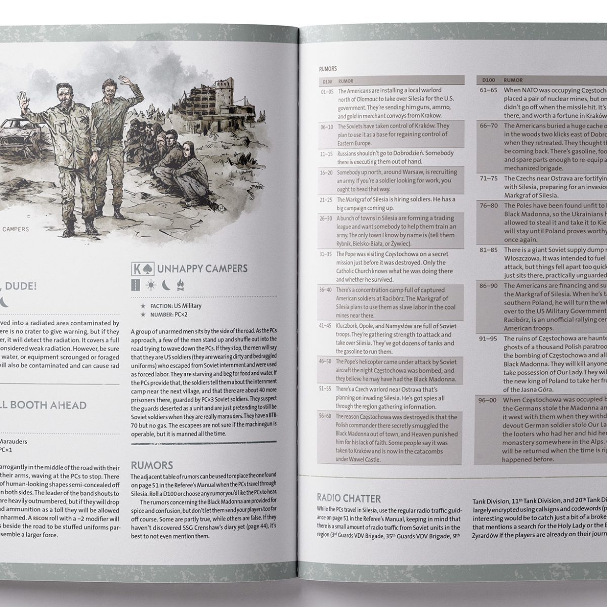 Twilight 2000 RPG, The Black Madonna interior rules and artwork spread 3