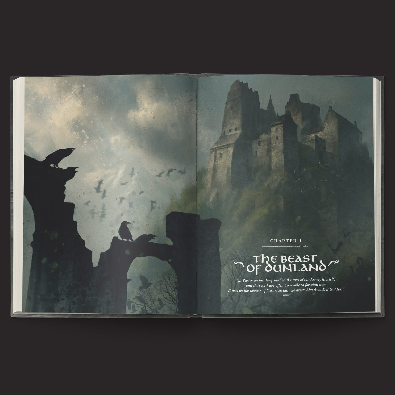 The One Ring RPG, Hands of the White Wizard interior rules and artwork spread 2