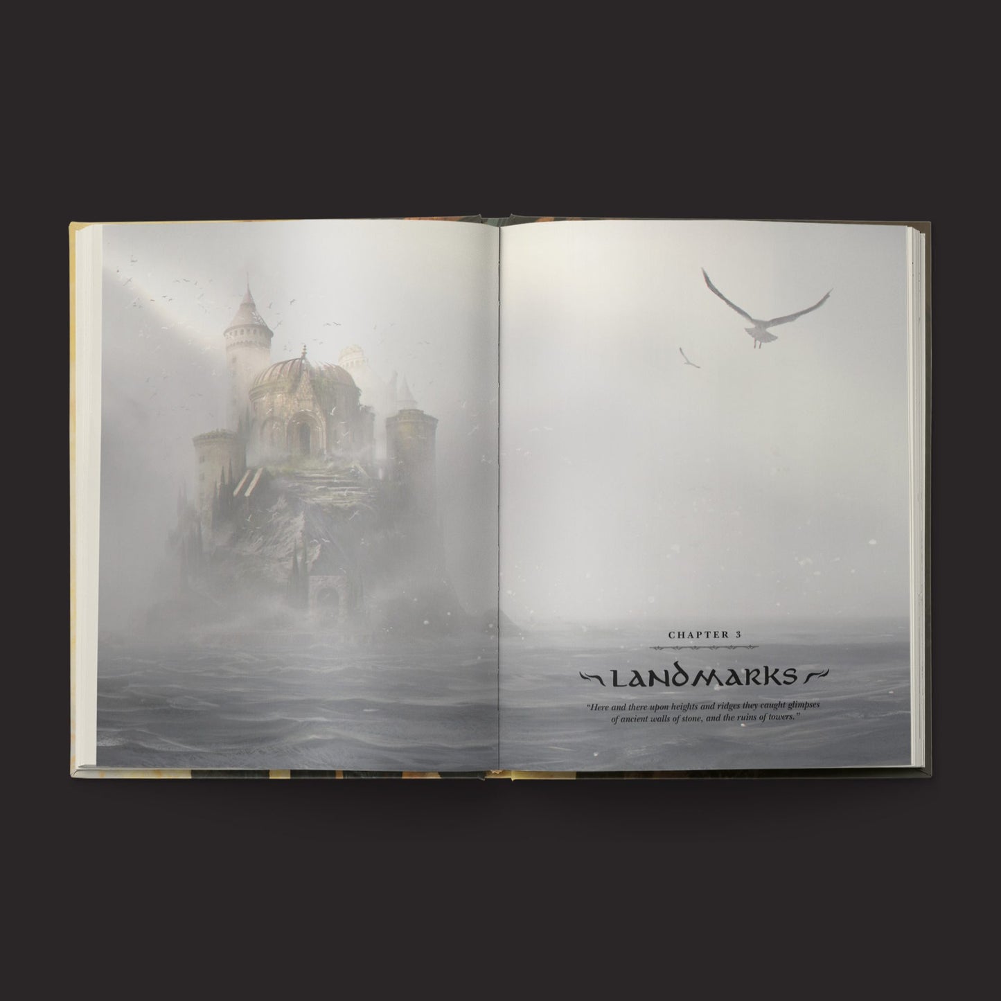 The One Ring RPG, Realms of the Three Rings interior rules and artwork spread 3