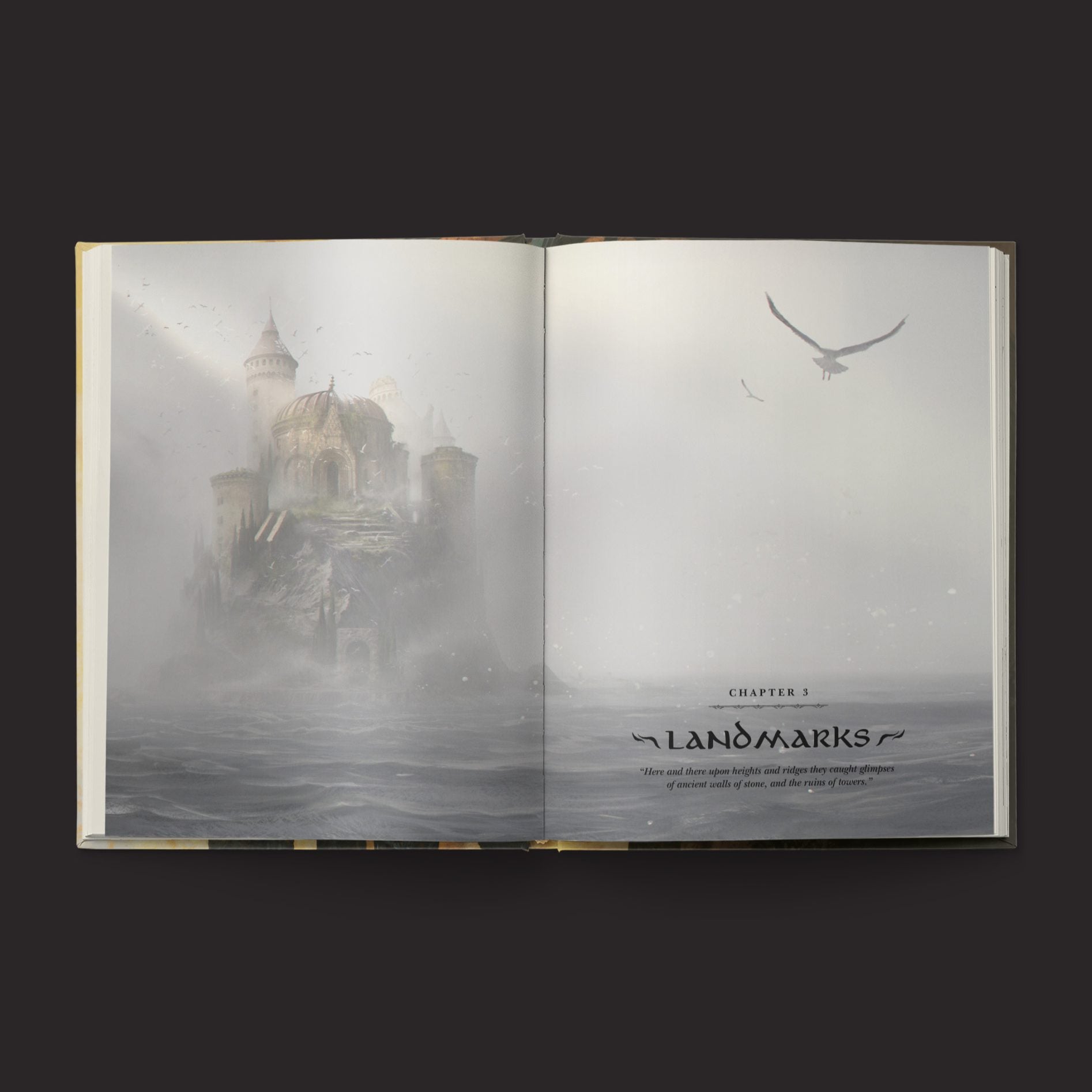 The One Ring RPG, Realms of the Three Rings interior rules and artwork spread 3