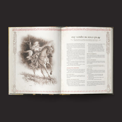 The One Ring RPG, Realms of the Three Rings interior rules and artwork spread 4