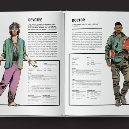 The Electric State RPG - Core Rulebook Page Spread Classes