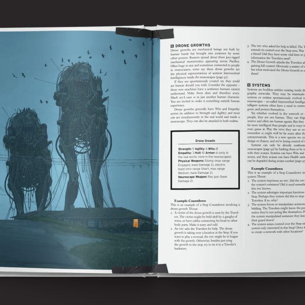 The Electric State RPG - Core Rulebook Page Spread Drones