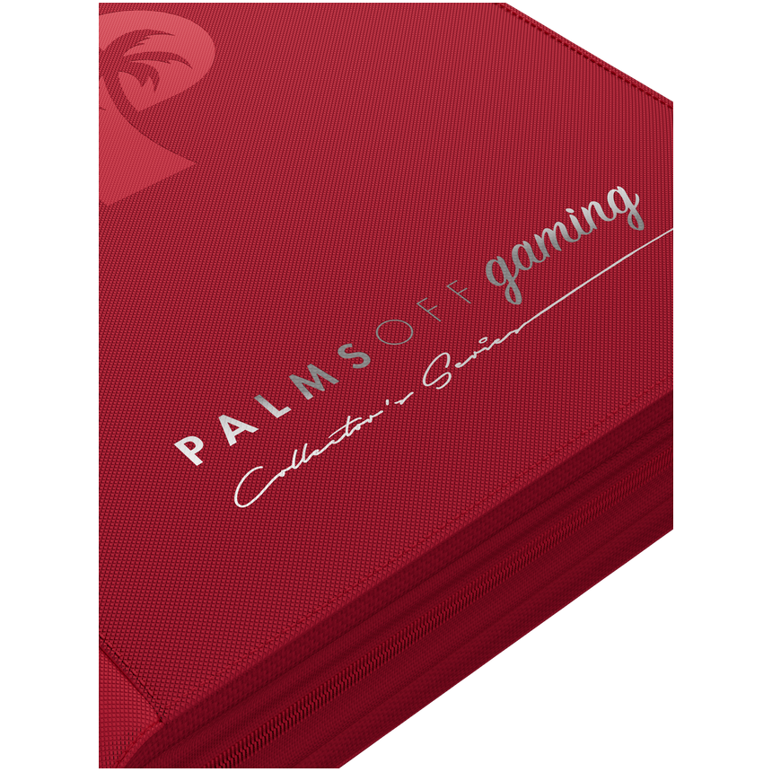 Palms Off Gaming red binder with side-loading pages