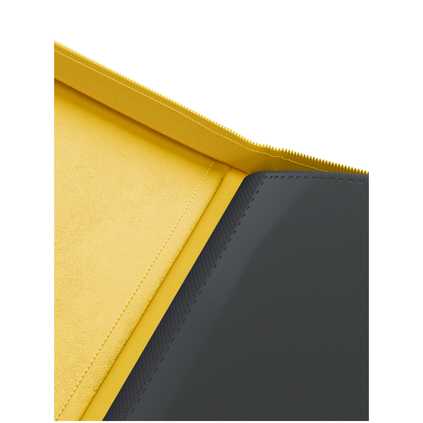 Yellow 4 pocket zip binder holding 160 trading cards