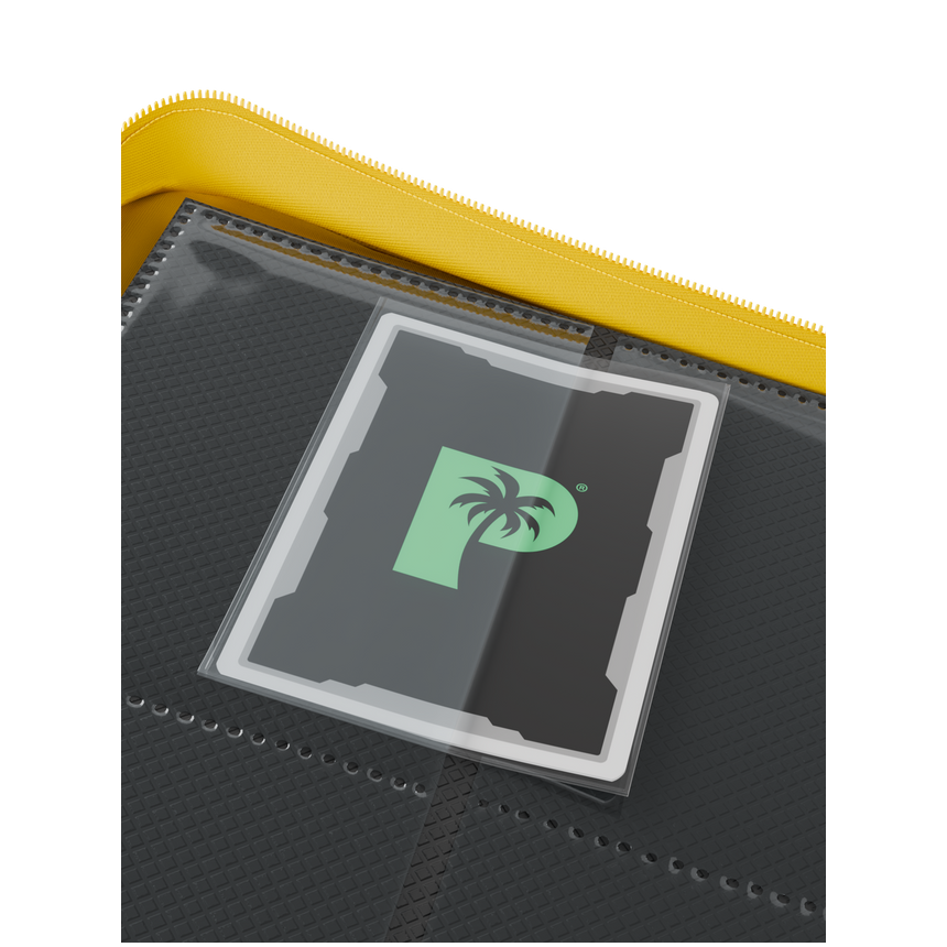 Palms Off Gaming yellow binder with side-loading pages