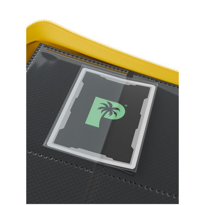 Palms Off Gaming yellow binder with side-loading pages