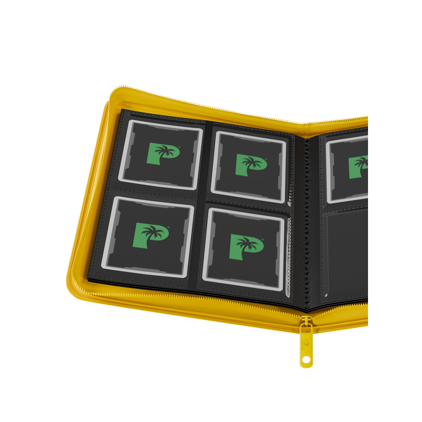 Palms Off Gaming yellow binder with side-loading pages