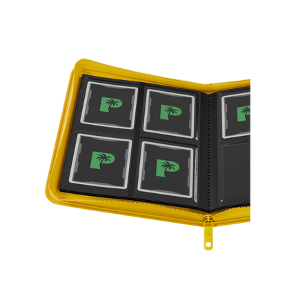 Palms Off Gaming yellow binder with side-loading pages