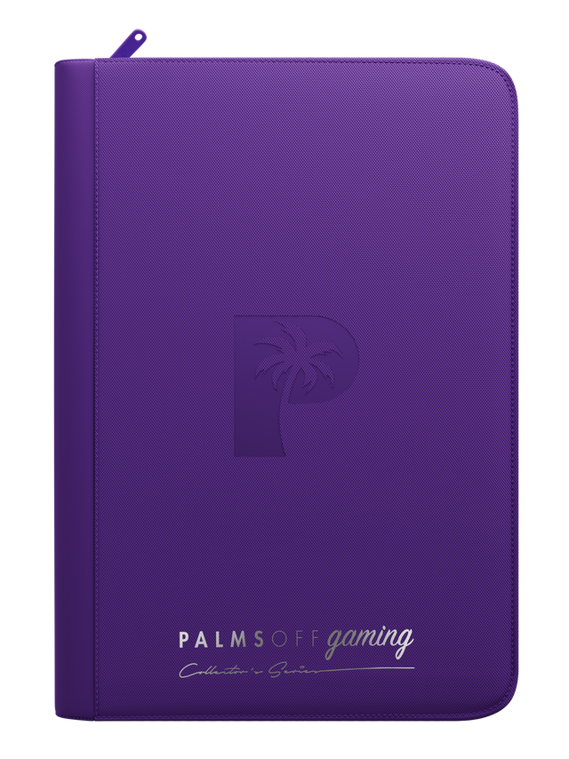 Palms Off Gaming purple binder with side-loading pages